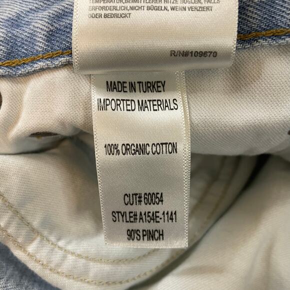 AGOLDE 90s Pinch Waist Jeans Women’s 31 High Rise Organic Light Wash Raw Hem - Picture 4 of 13